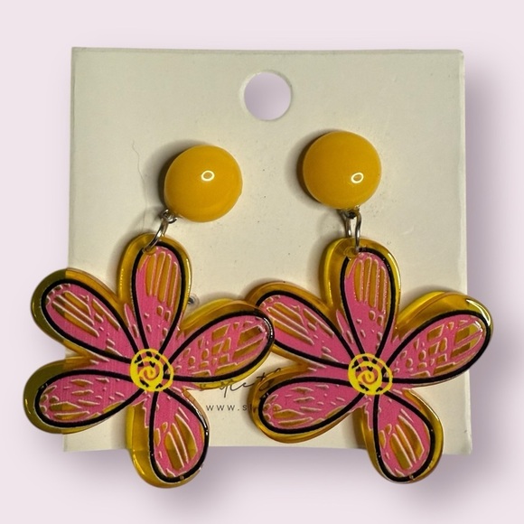 Little Things Jewelry - Little Things Pink and Yellow Flower Earrings